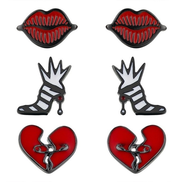 Disney Cruella earrings fine silver plated. Set of 3 new in box. - Picture 2 of 4